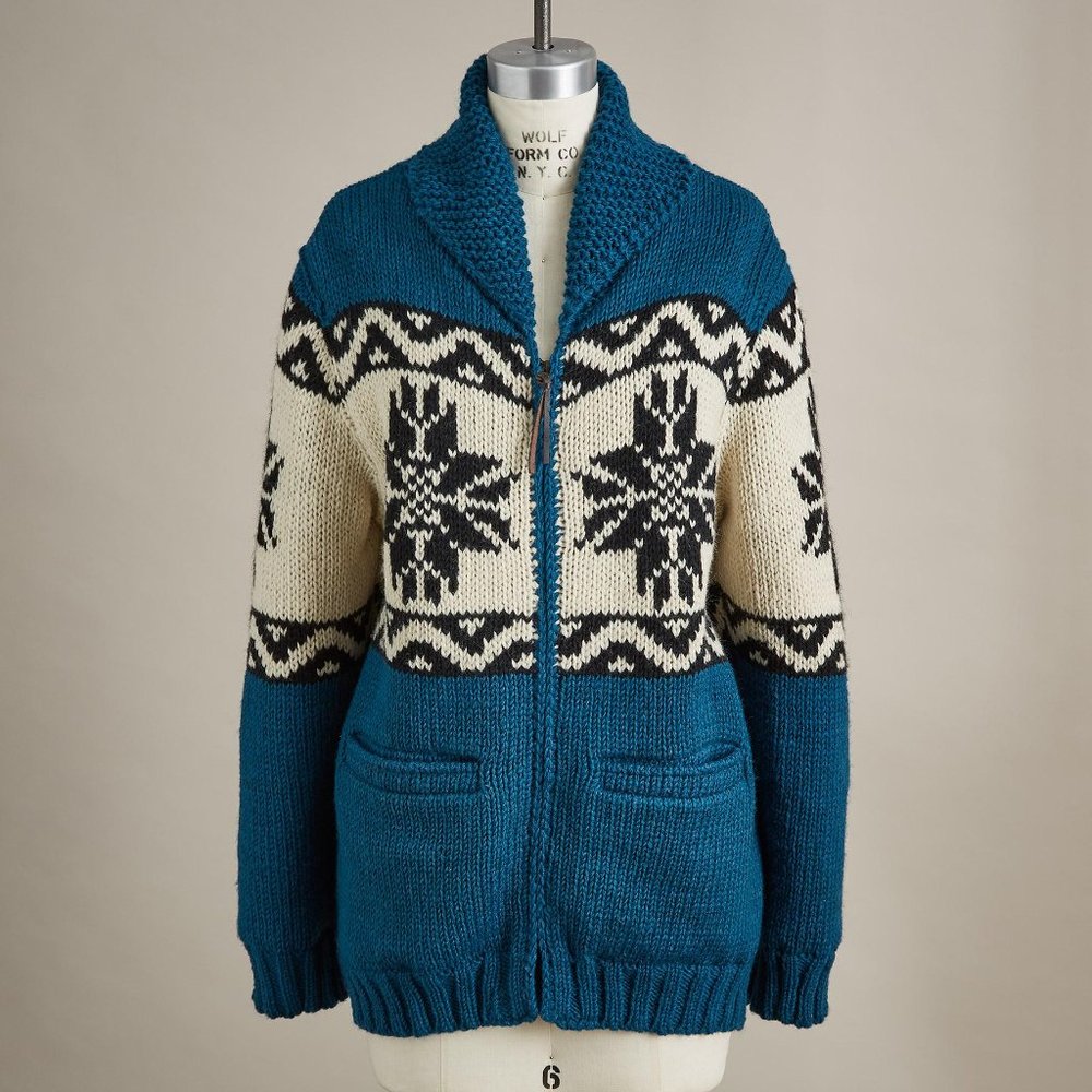 Sundance Catalog Lost Horizons Jorunn Nordic Wool Cardigan Sweater Teal L/XL NEW